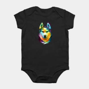Siberian Husky Colorful Portrait Baby Bodysuit